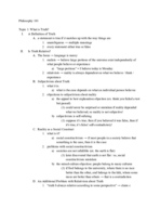Philosohpy Topic 1: What is Truth