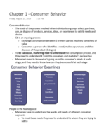 MKTG 4410 - Consumer Behavior Class Notes Hickey