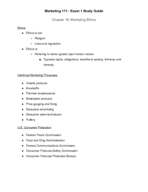 Marketing 111 - Exam 1 Study Guide