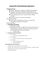 Chapter 10 Notes: Psychodynamic Approach I