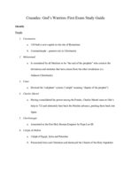 Crusades: God's Warriors Exam 1 Study Guide