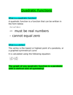 Quadratic Functions