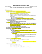 WESTERN CIVILIZATION TO 1660- CLASS NOTES- WEEK SIX- RISE OF UNIVERSAL RELIGIONS