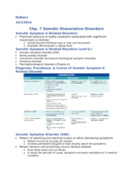 DeBono Week 7 Somatic Dissociation Disorders