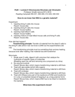 PoB I - Lecture 9 Chromosome Structure and Chromatin 