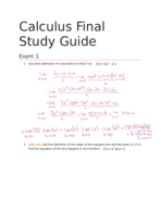 Calculus Cumulative Final Study Guide
