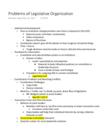 Problems of Legislative Organization