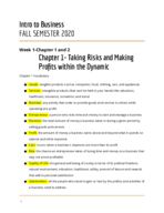 Intro to Business- Chapter 1 and 2 Notes