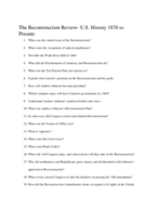 The Reconstruction Review- U.S. History 1876 to Present