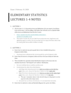 Elementary Statistics Lectures 1-4 Notes