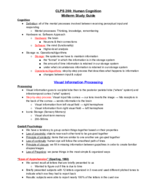 CLPS 200 Human Cognition Midterm Study Guide