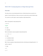 MAC1105-Creating Equations in Slope-Intercept Form