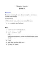 Elementary Statistics Lessons 7.1-7.3