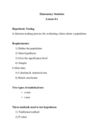 Elementary Statistics Lesson 8.1-8.2