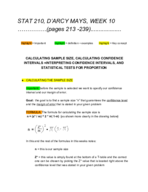 STAT 210 WEEK 10 NOTES