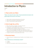 Chapter 1 Notes: Introduction to Physics