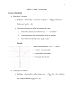 MATH 121 Week 2 Lecture Notes