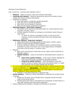 Unit 2 Lecture 6, Learning and Cognition Part 4