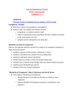STUDY GUIDE BIOMEDICAL ETHICS (PHIL 235)