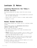 STAT 100, Week 8, Lecture 2 Notes