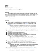 ASM 104: Module 1 Adaptation Video and Reading Notes 