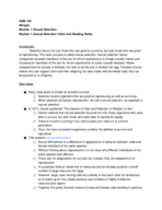 ASM 104 Module 1: Sexual Selection Video and Reading Notes