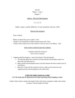 Psy335 week 5 lecture notes - Infancy