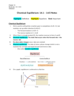 Chemical Equilibrium: 14.1-14.5