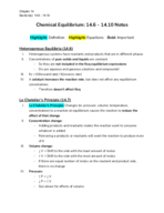 Chemical Equilibrium: 14.6-14.10