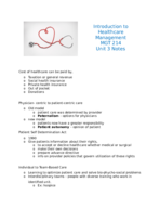 Intro to Healthcare Management - MGT 214 - Unit 3 Notes
