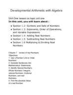  Developmental Arithmetic with Algebra: week one