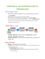 Chapter 8: Introduction of Metabolism