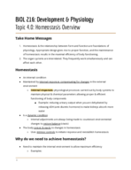 Topic 4.0: Homeostasis