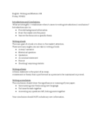Writing and Rhetoric - Week 6 Notes I
