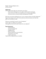 Writing and Rhetoric - Week 7 Notes I