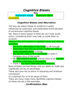 Cognitive Biases Notes