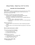 Contemporary African Politics - Week Four Lecture Notes