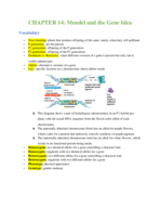 Chapter 14: Mendel and the Gene Idea