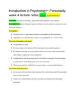 Psychology week 4 Personality