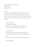 NEU 202 Introduction to Cognitive Neuroscience Study Guide Emotions