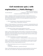 CELL MEMBRANE MCAT QUIZ WITH EXPLANATION PDF