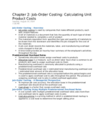 Advanced Cost Accounting Notes Chapter 2: Job-Order Costing and Calculating Unit Product Costs