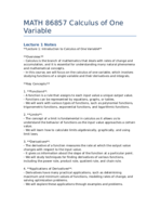 Lecture 1: Introduction to Calculus of One Variable