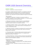 Lecture 1: Introduction to General Chemistry