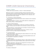 CHEM 1020 General Chemistry - Lecture 7: Chemical Bonding