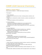 Study Guide for Midterm 1 - CHEM 1020 General Chemistry