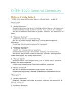 CHEM 1020 General Chemistry Midterm 1 Study Guide -  2
