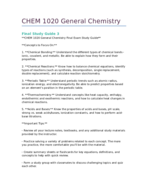 CHEM 1020 General Chemistry Final Exam Study Guide