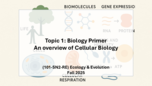 Topic 1: Biology Primer An overview of Cellular Biology