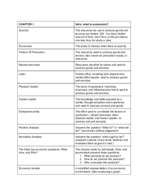 Econ 105, Principles of Economics Test one study guide